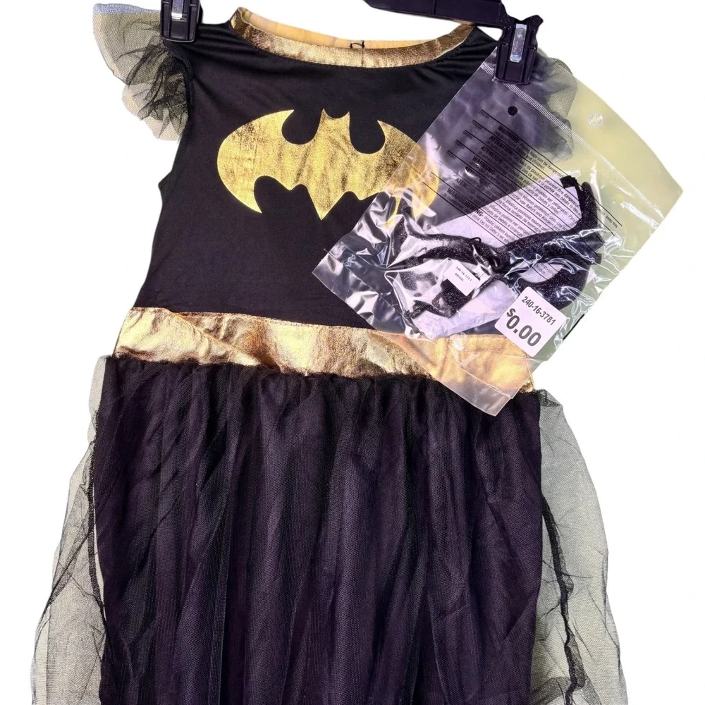 Batman Batgirl‎ Child Costume Dress Gauntlets Mask Halloween Cosplay Size Medium
